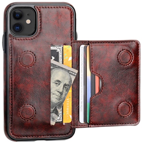 faux leather iphone case with flip wallet