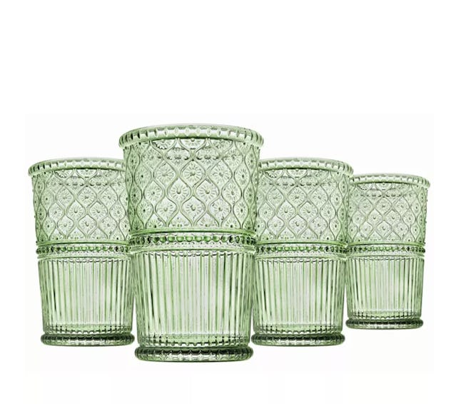 Claro Modern Vintage Tumbler Glasses, Set of Four, 12 oz