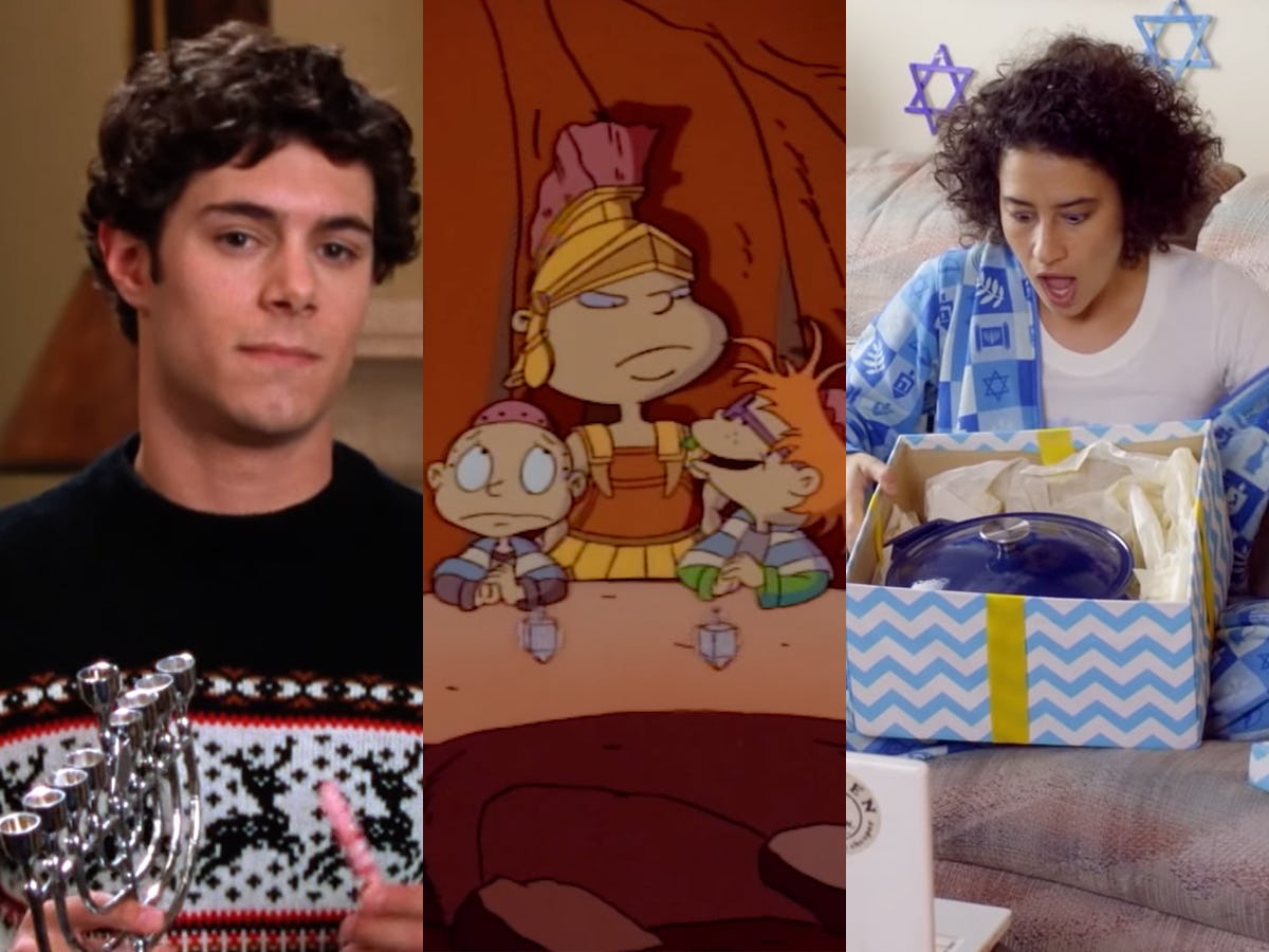 Composite of still images from "The O.C.," "Rugrats," and "Broad City" Hanukkah TV specials