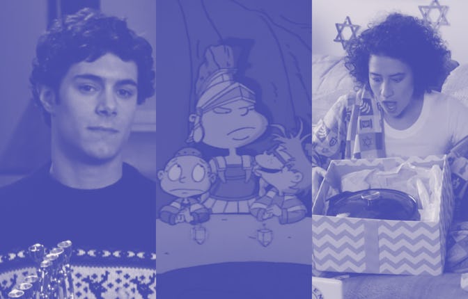 Composite of still images from "The O.C.," "Rugrats," and "Broad City" Hanukkah TV specials