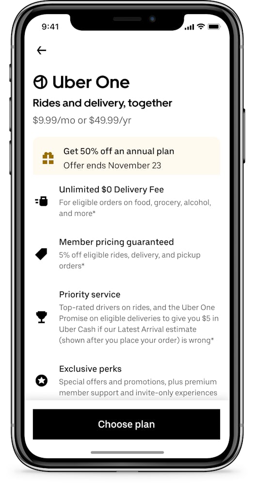 These Uber Black Friday deals include $50 off Uber One annual membership.