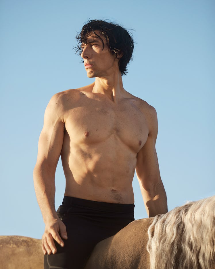 Adam Driver topless on a horse for his Burberry Hero Ad