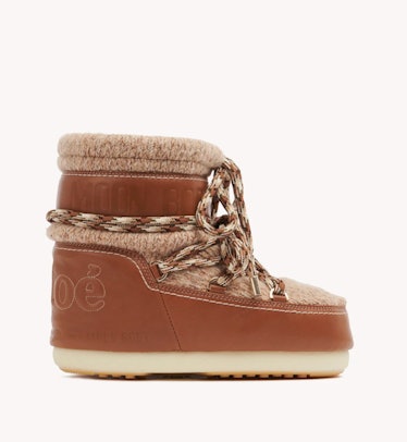 Chloé x Moon Boot In Calfskin With Knit