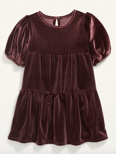 Puff-Sleeve Velvet Dress for Toddler Girls