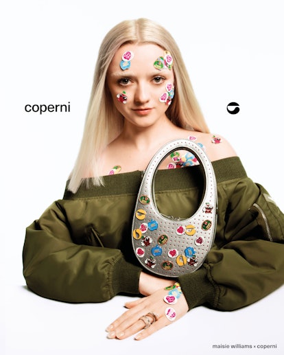 Maisie Williams x Coperni handbag collaboration.
