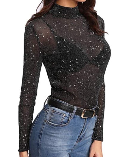 MANGOPOP Sheer Glitter Top