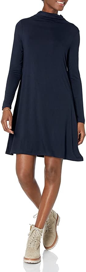 Daily Ritual Jersey Mock-Neck Swing Dress
