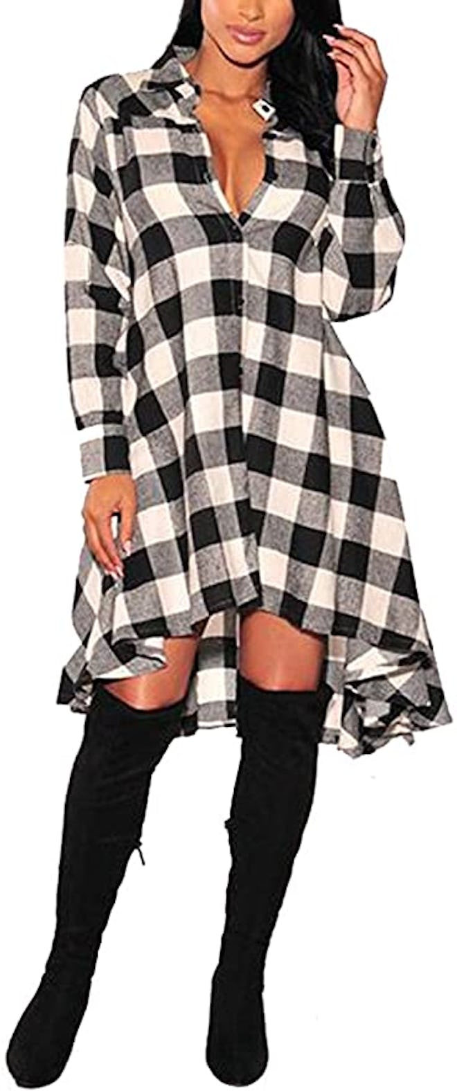 olrain Irregular Hem Shirt Dress