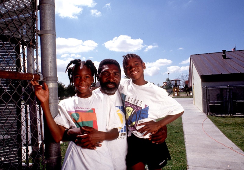 Richard Williams with his daughters, Venus and Serena, in 1991 in Compton, California.