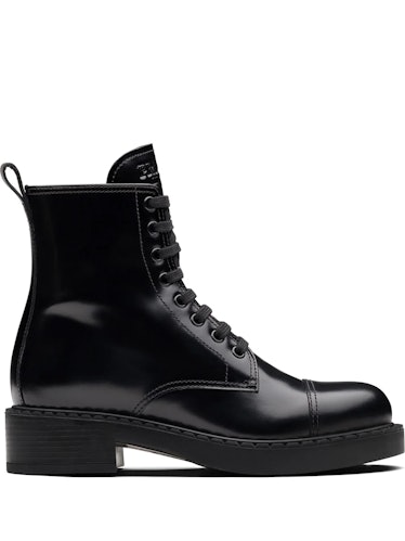 Prada's black lace-up ankle boots. 