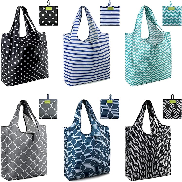 BeeGreen Reusable Grocery Tote Bags (6-Pack)