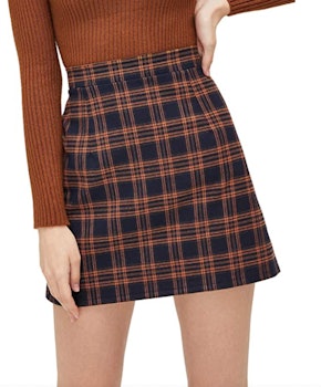 MakeMeChic Plaid High-Waisted Mini Skirt
