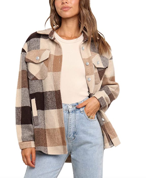 UANEO Plaid Shirt Jacket