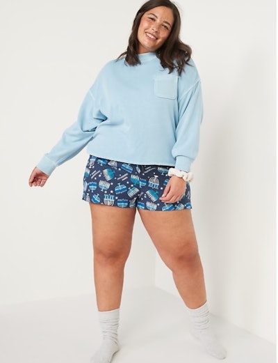 Matching Printed Flannel Pajama Shorts for Women