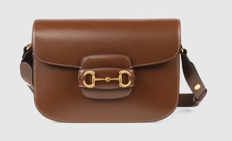 Gucci's Leather 1955 Horsebit Shoulder Bag. 
