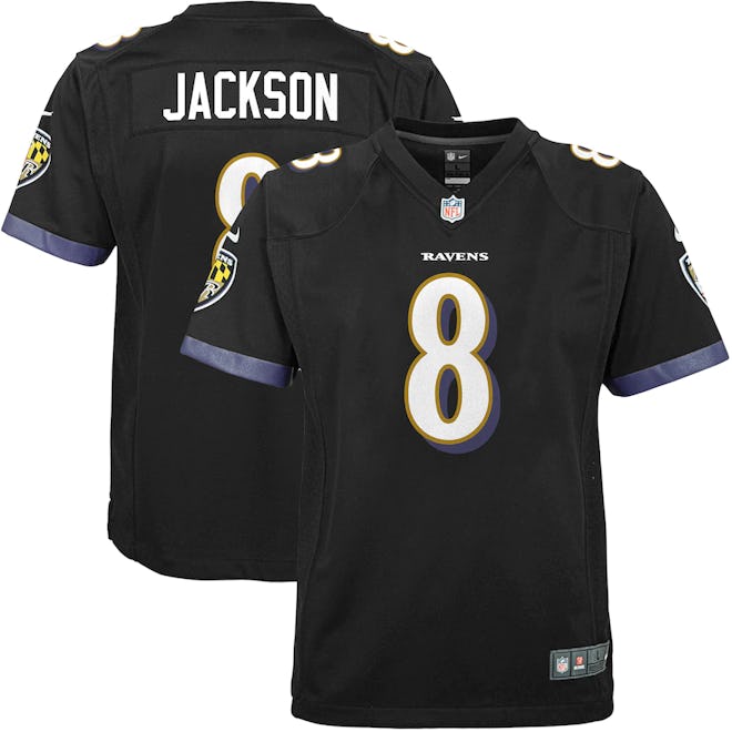 NFL Shop Youth Baltimore Ravens Lamar Jackson Nike Black Game Jersey is a great gift for kids who li...