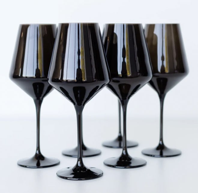 Estelle Colored Glass Wine Stemware in Black Onyx, available to shop on McMullen.