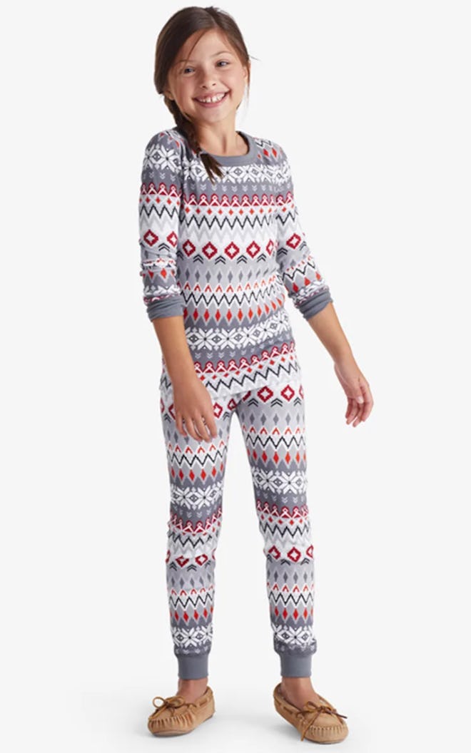 These fair isle holiday pajamas are made from soft, organic cotton.
