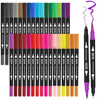 ZSCM Dual Tip Brush Markers & Pens Set (32 Colors)