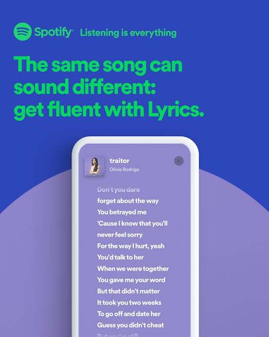 Spotify's new Lyrics feature works on mobile, desktop, and TV apps.