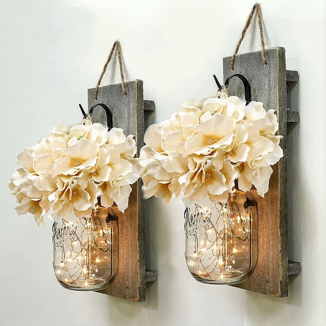 HABOM Rustic Mason Jar Wall Decor Sconces