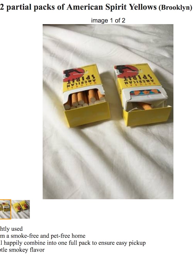 American Spirit cigarettes on Craigslist