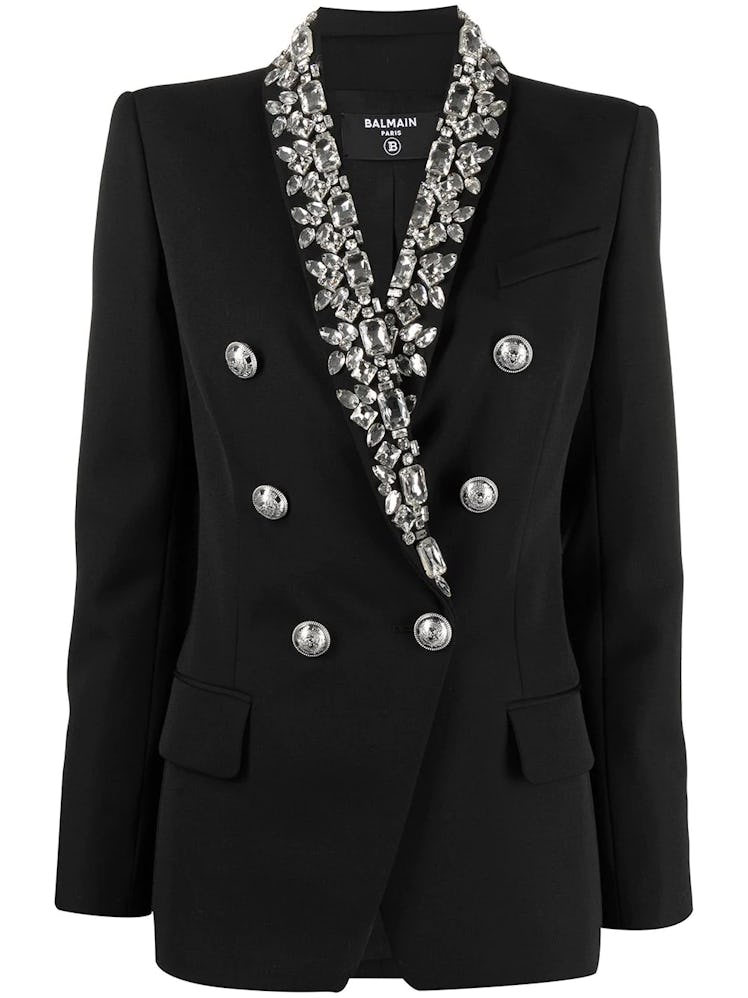 Crystal-Embellished Blazer Jacket from Balmain.