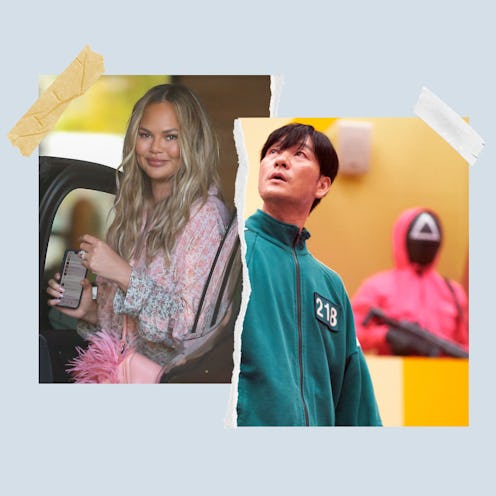 Chrissy Teigen and 'Squid Game' characters.