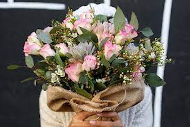 pink and white bouquet from brand, Bouqs