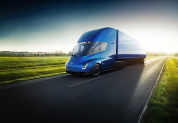 The Tesla Semi truck in blue.