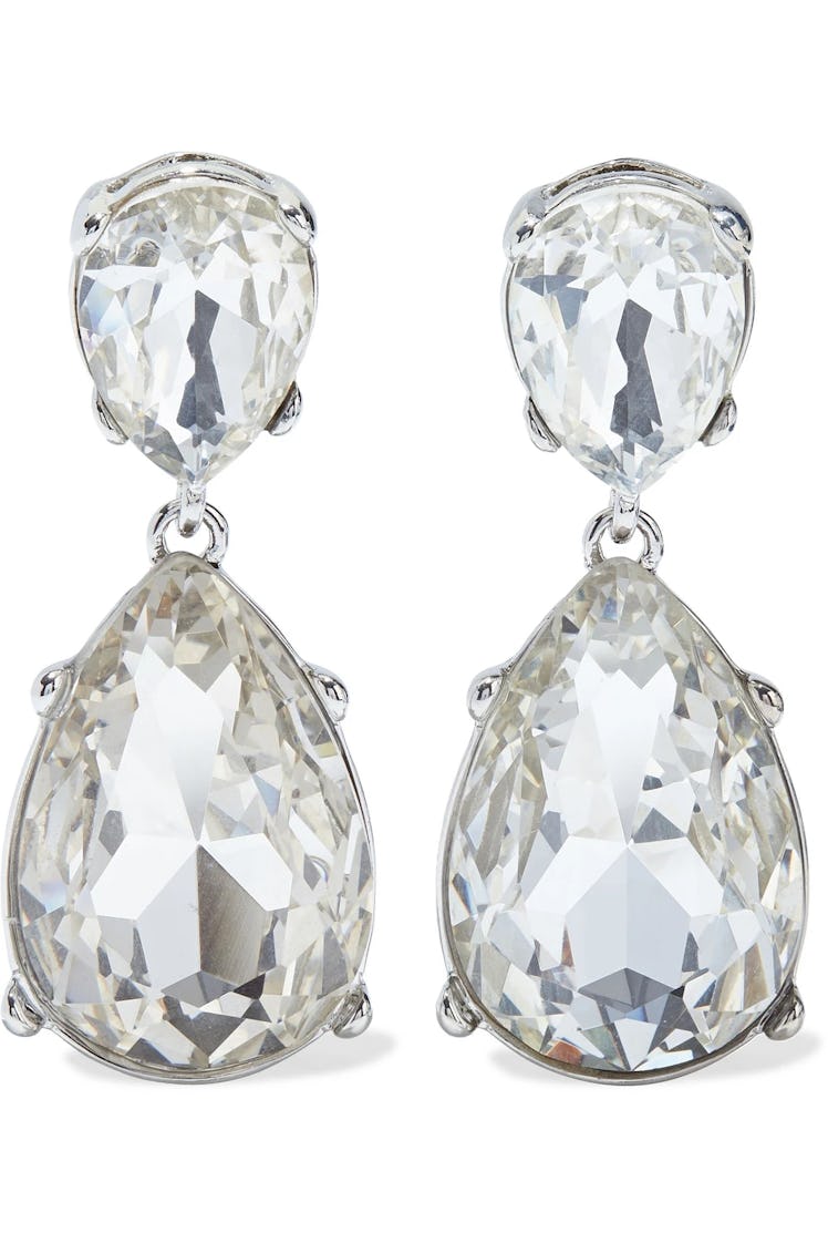 Rhodium-plated crystal earrings from Kenneth Jay Lane.