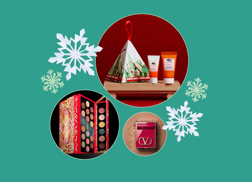 A collage of Christmas beauty gifts