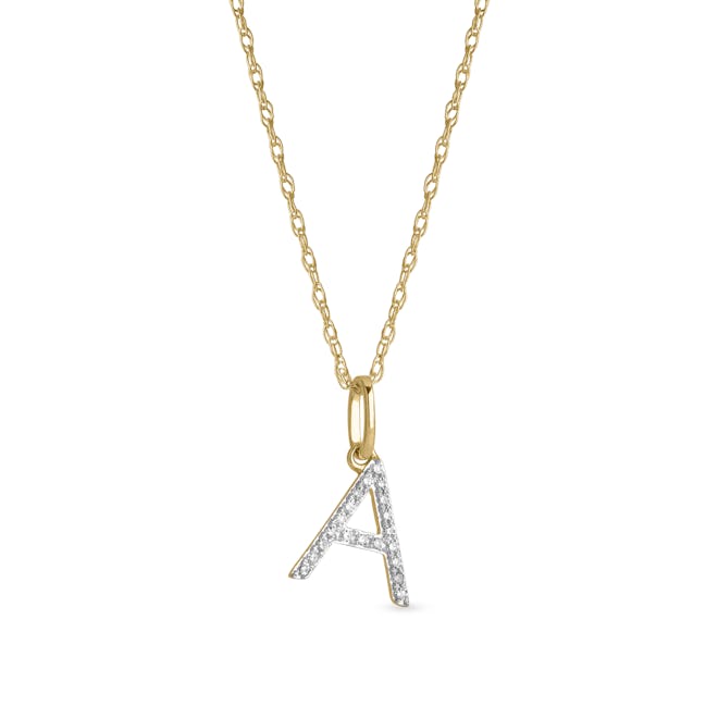STONE AND STRAND Large Pave Diamond Initial Charm Necklace 