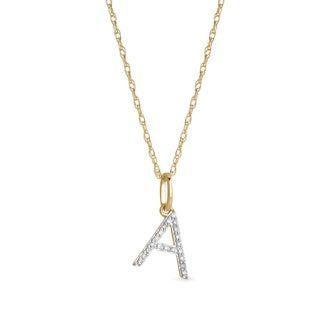 STONE AND STRAND Large Pave Diamond Initial Charm Necklace 