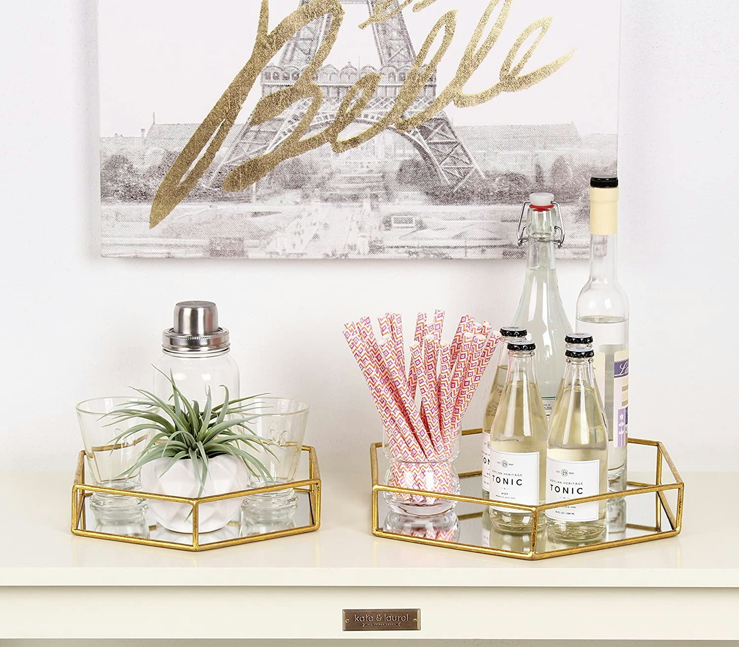 Kate and Laurel Mirrored Trays (Set of 2)