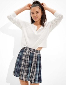 AE Plaid Pleated Mini Skirt