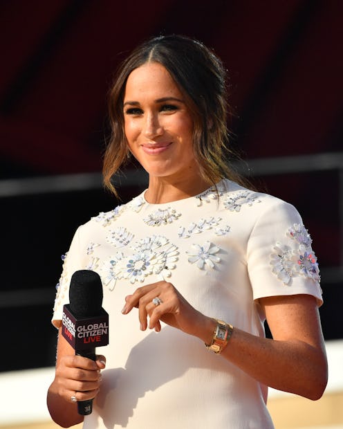 NEW YORK, NY - SEPTEMBER 25: Meghan Markle at Global Citizen Live on September 25, 2021 in New York...