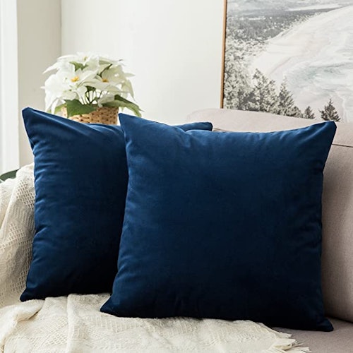 MIULEE Velvet Soft Solid Decorative Square Throw Pillow Covers (2-Pack)