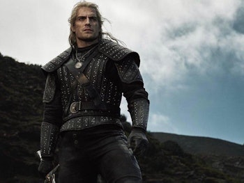 Henry Caville as geralt in the witcher blood origin