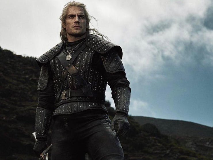 Henry Caville as geralt in the witcher blood origin