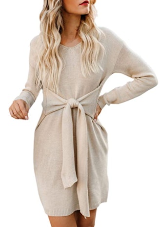 Happy Sailed Tie-Waist Knitted Sweater Dress