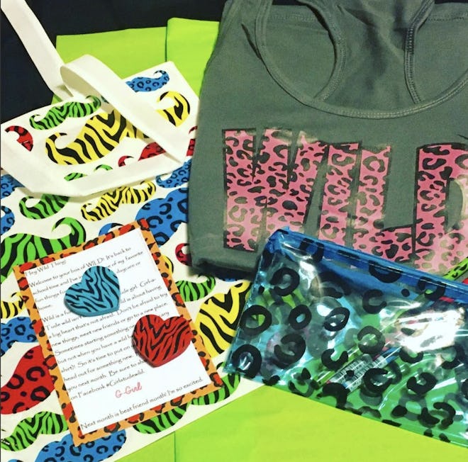 Kids' Fashion Subscription From Girl-A-Tude featuring a shirt that says wild and jungle prints