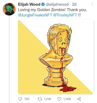 Elijah Wood Golden Zombie Jungle Freaks deleted tweet