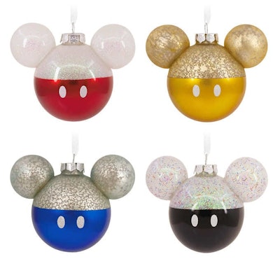 glass ball ornaments shaped like mickey mouse 