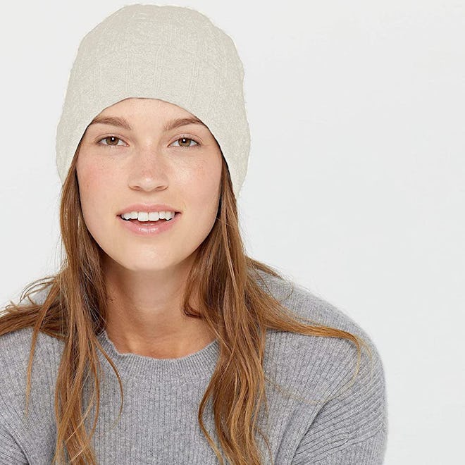State Cashmere Unisex Cable Knit Cuffed Beanie