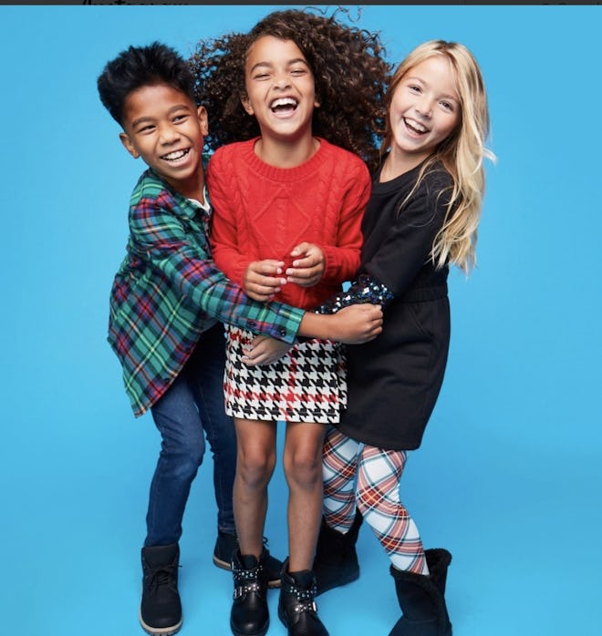 image of three kids dressed in fall clothes from FabKids Clothing Subscription Box