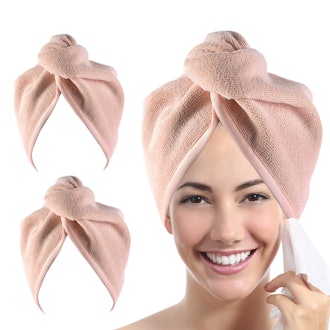 YoulerTex Ultra Plush Microfiber Hair Towel Wrap (2-Pack)