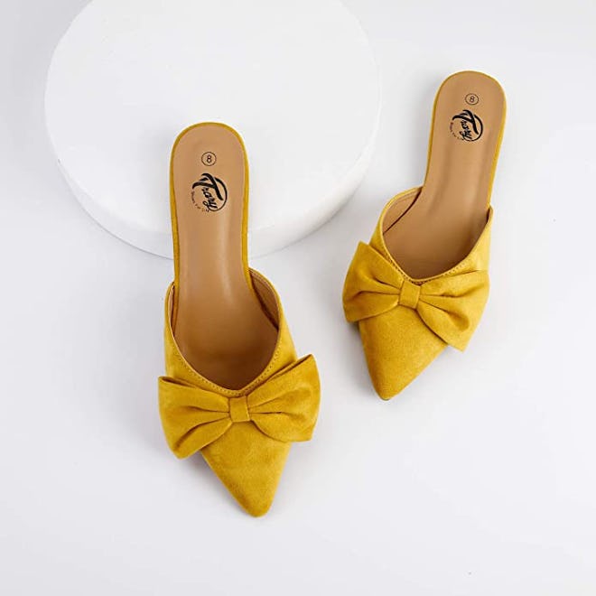 Trary Mule Bow Pointed Backless Loafers