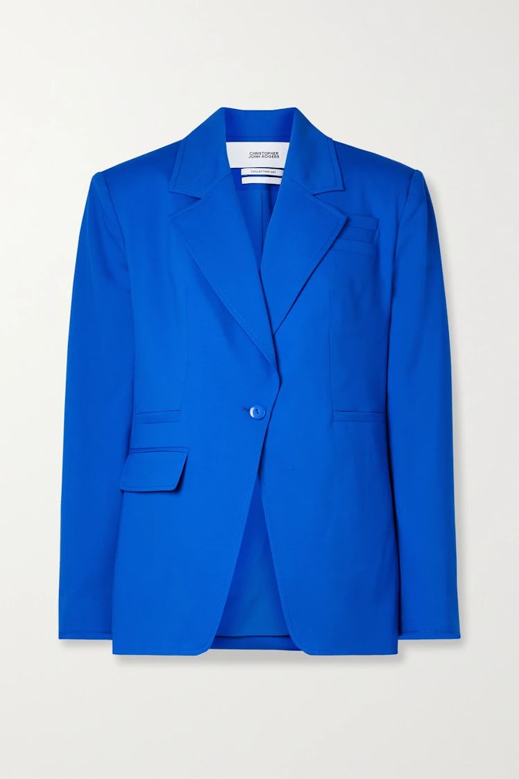 Royal blue Wool-Blend Blazer from Christopher John Rogers, available to shop on Net-a-Porter.