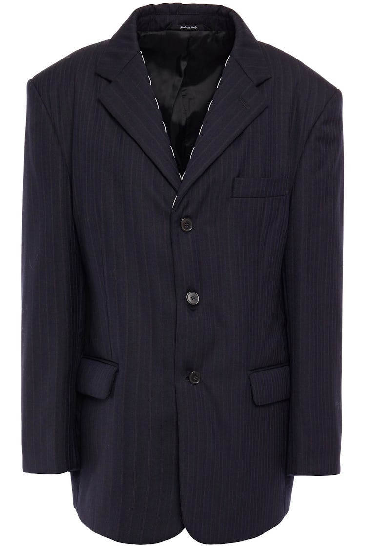 Pinstriped herringbone wool blazer from Maison Margiela, available to shop on The Outnet.